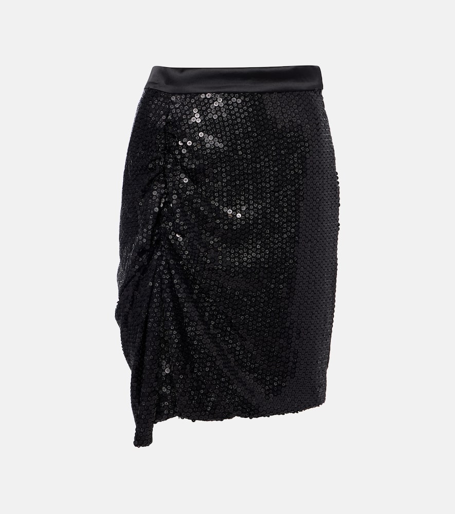 Panther gathered sequined midi skirt