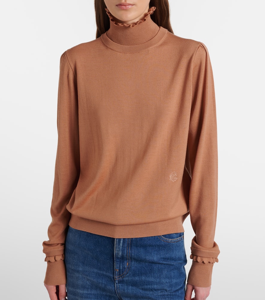 Chloé Ruffled wool turtleneck sweater