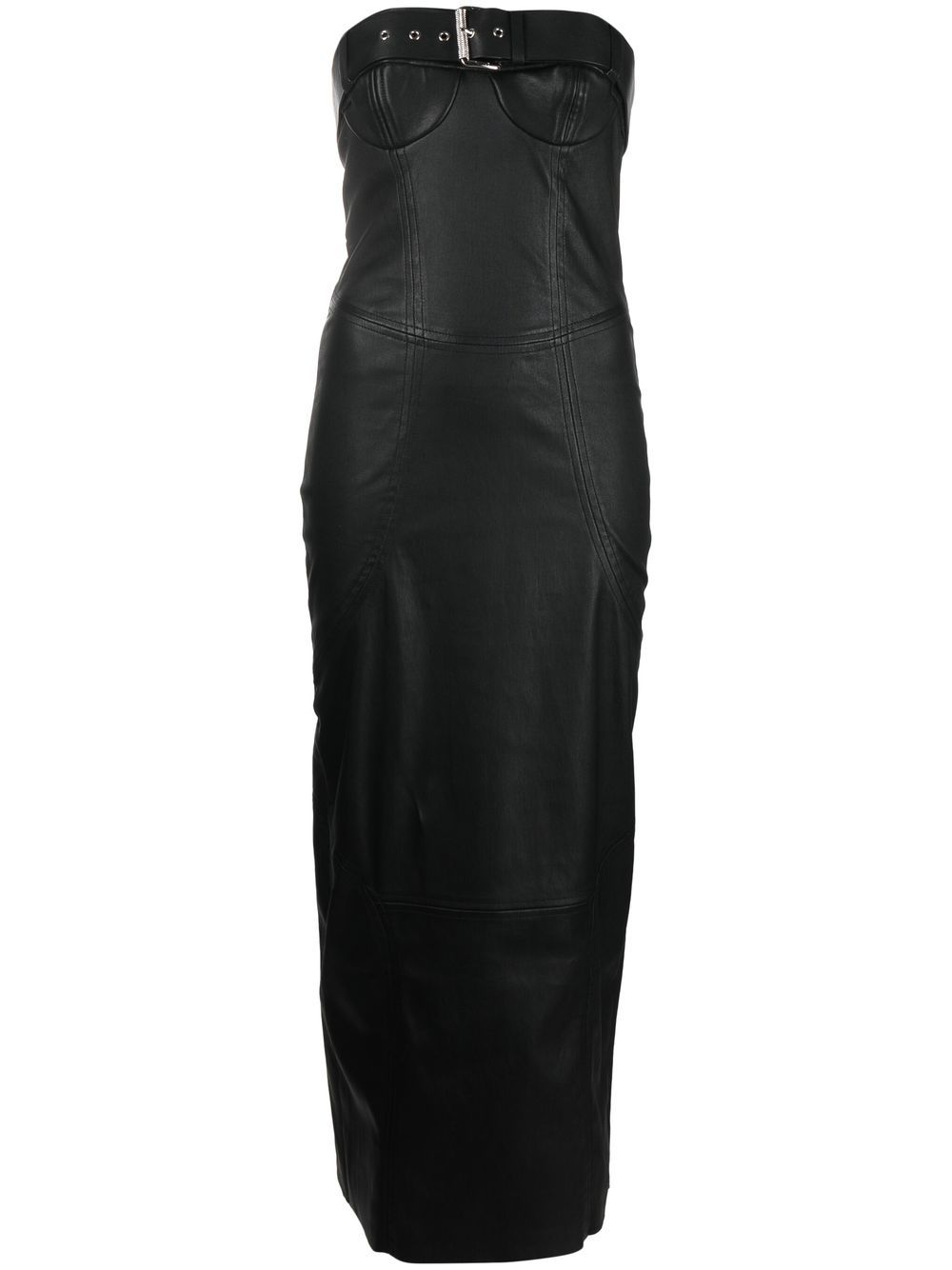 Strapless leather dress - Black