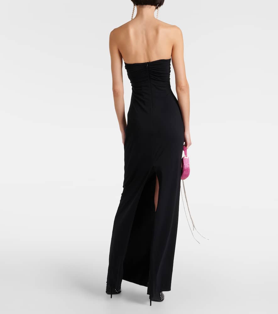 Floral-appliqué maxi dress