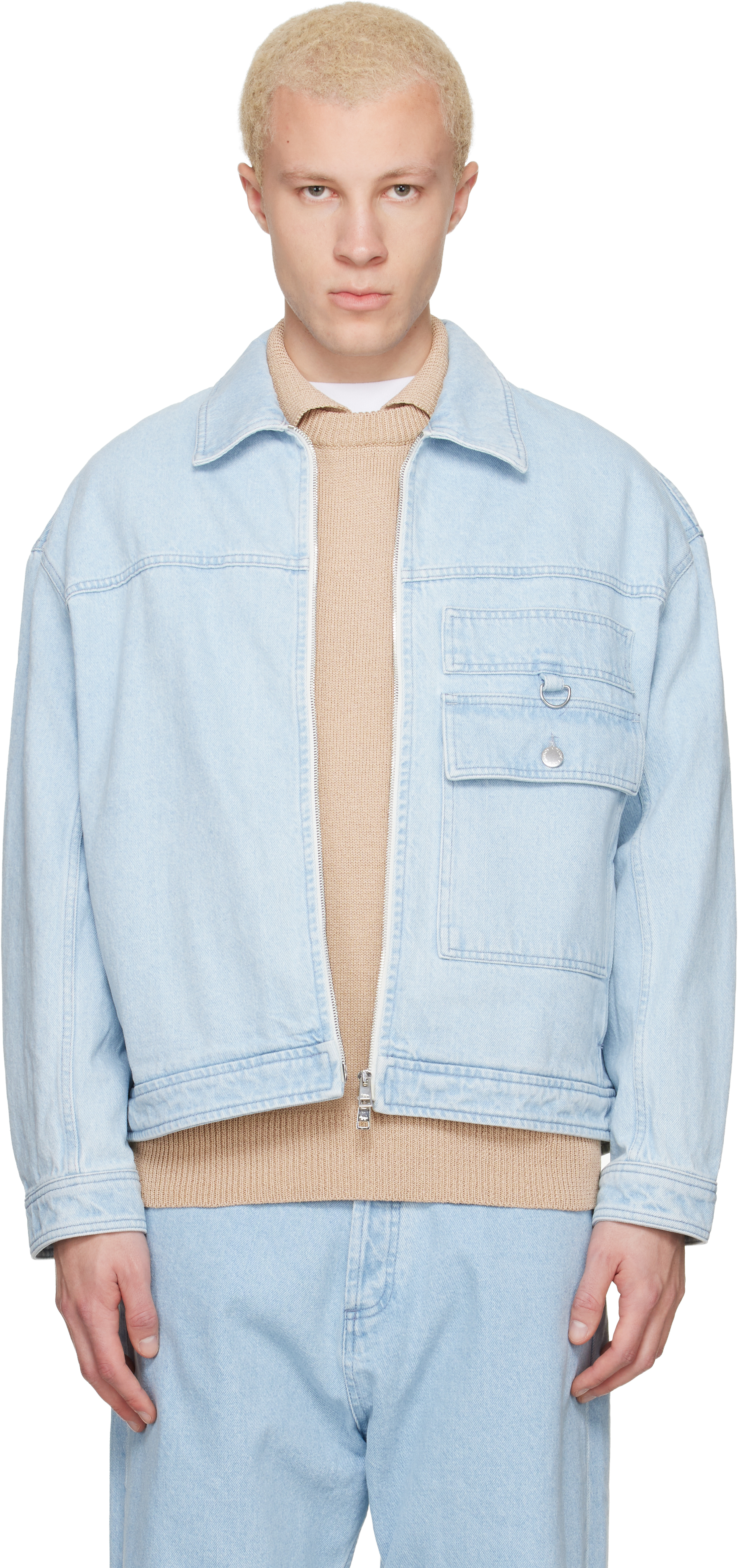 Blue Zipped Denim Jacket