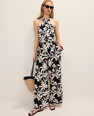 Ann Taylor The Wide-Leg Paperbag Pant in Floral Linen Blend