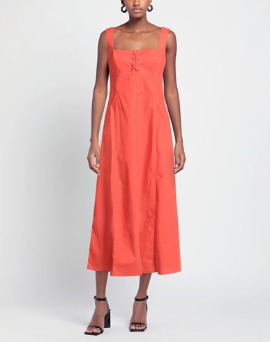 Woman Midi dress Tomato red Size 4 Cotton