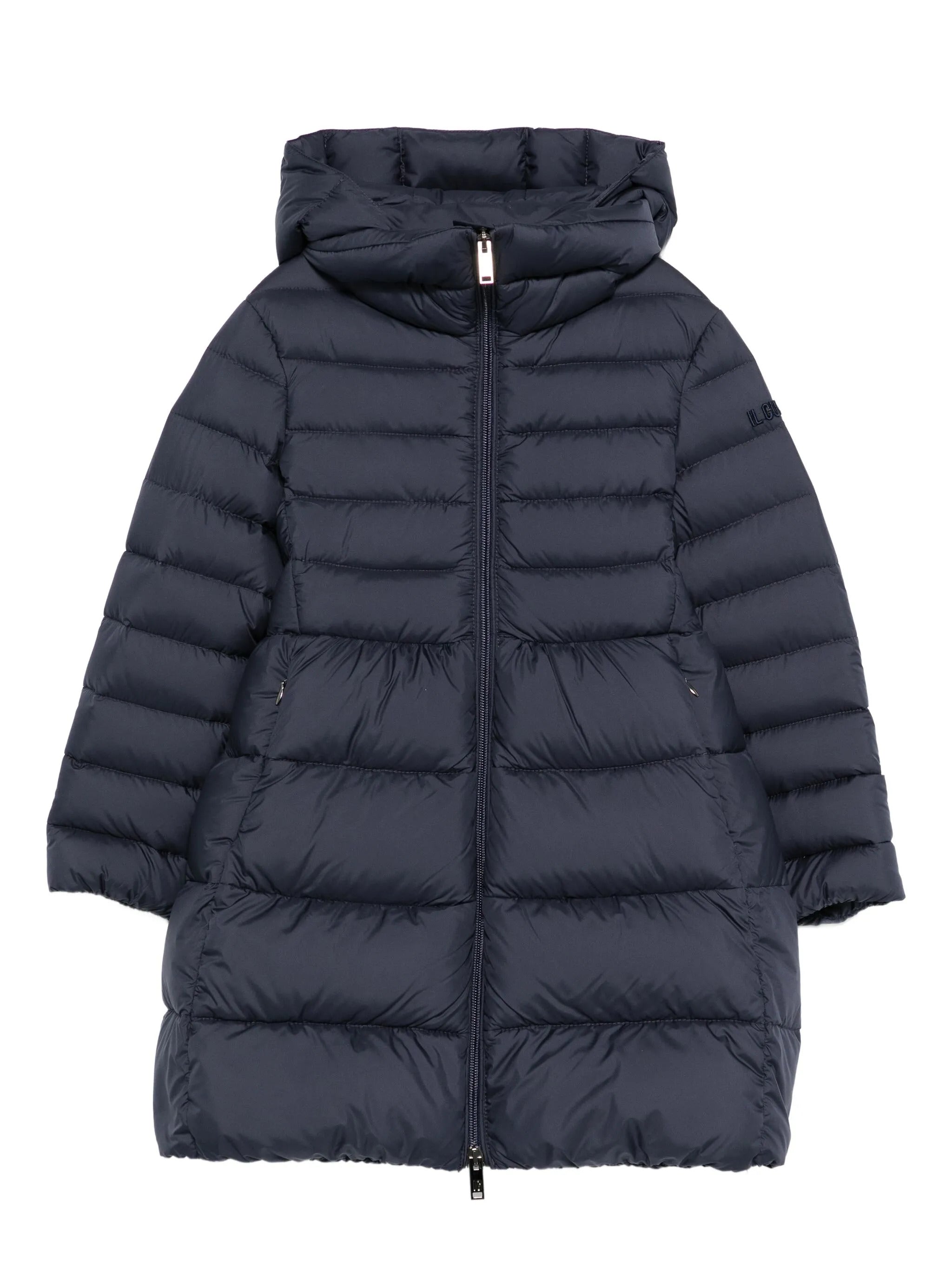 Girls' Long Hooded Down Jacket with Zip Closure