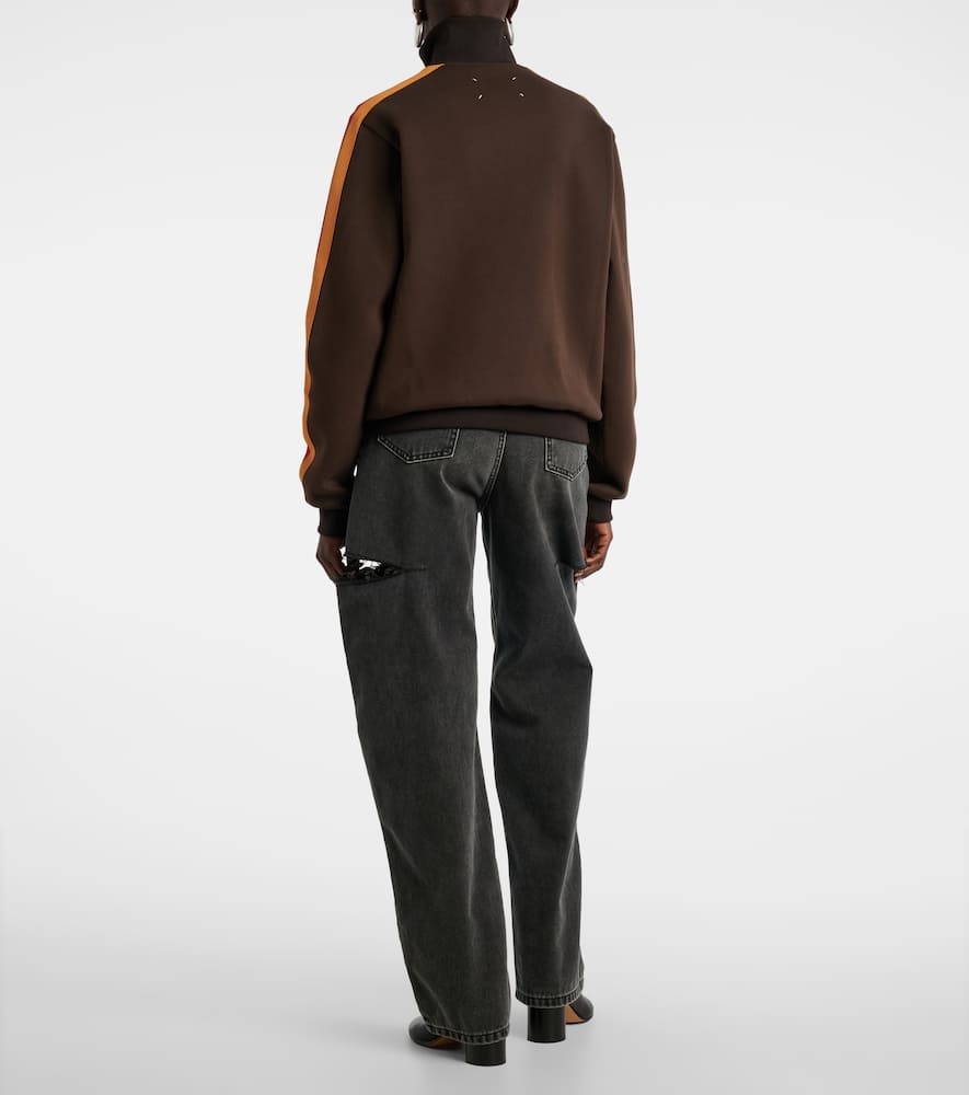 Cotton-blend jersey half-zip sweater