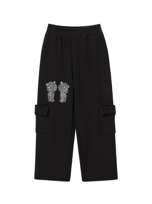 RHINESTONE DALGOMM JOGGER PANTS BLACK