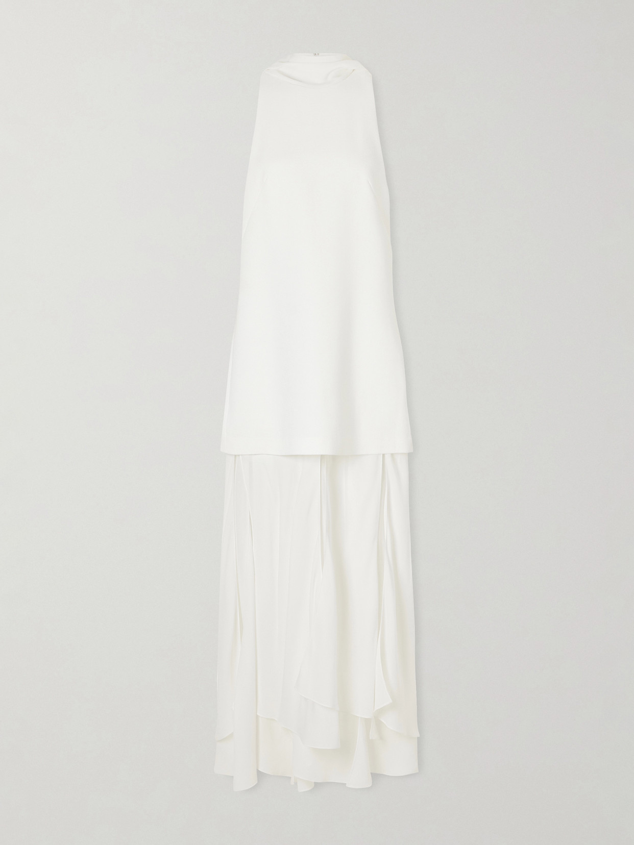 Leonie Scarf-detailed Layered Crepe And Georgette Maxi Dress - White