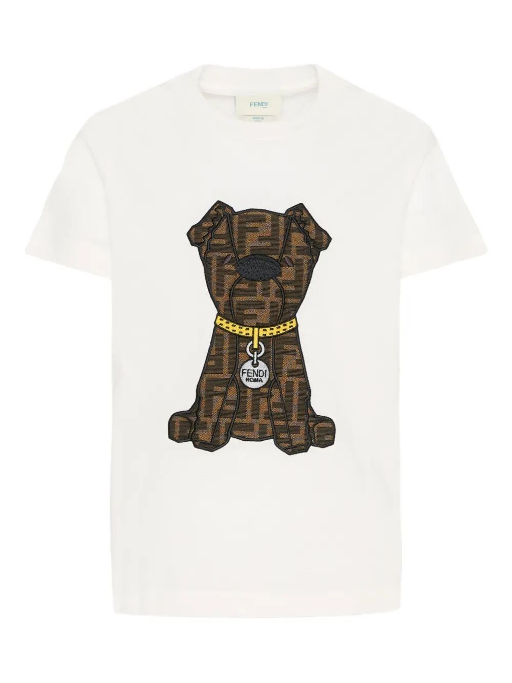 Jersey T-Shirt With Ff Dog Embroidery
