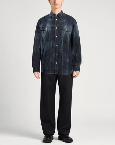 Man Denim shirt Blue Size 42 Cotton, Elastane