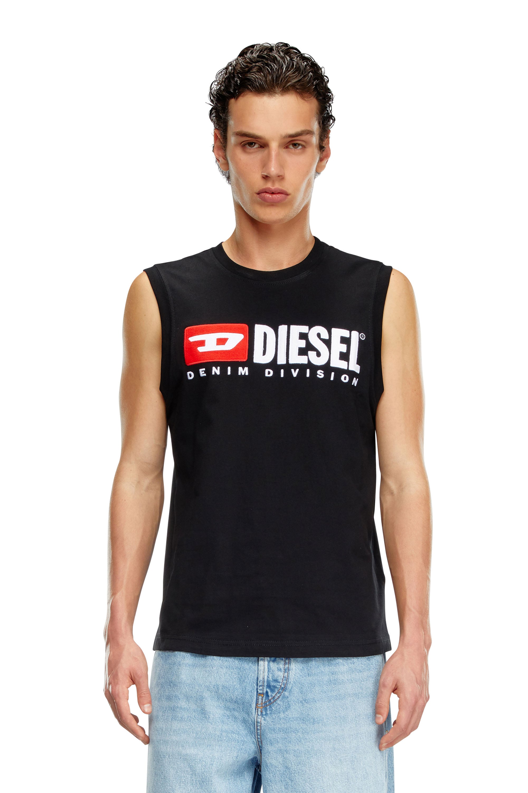 Tank top with chest logo print - T-Shirts - Man - Black