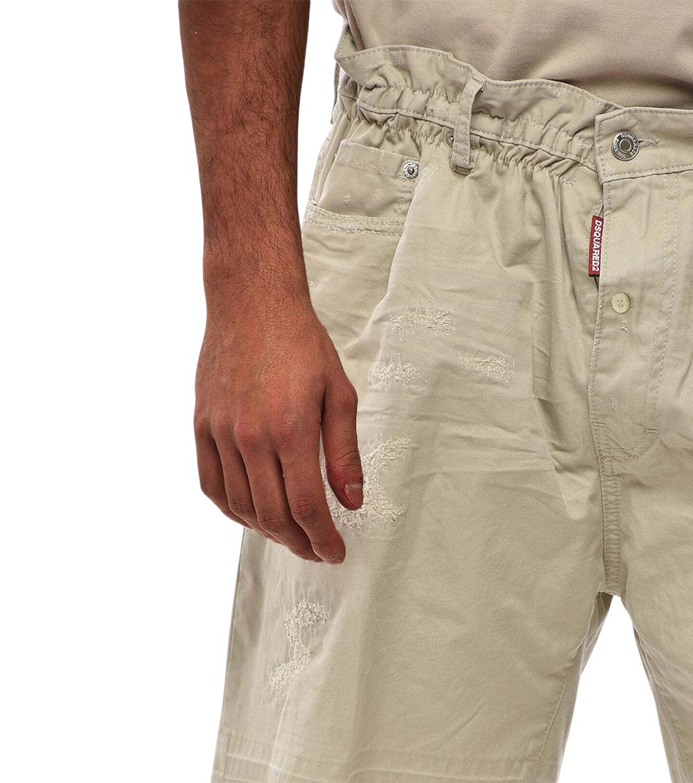 Beige Distressed Shorts