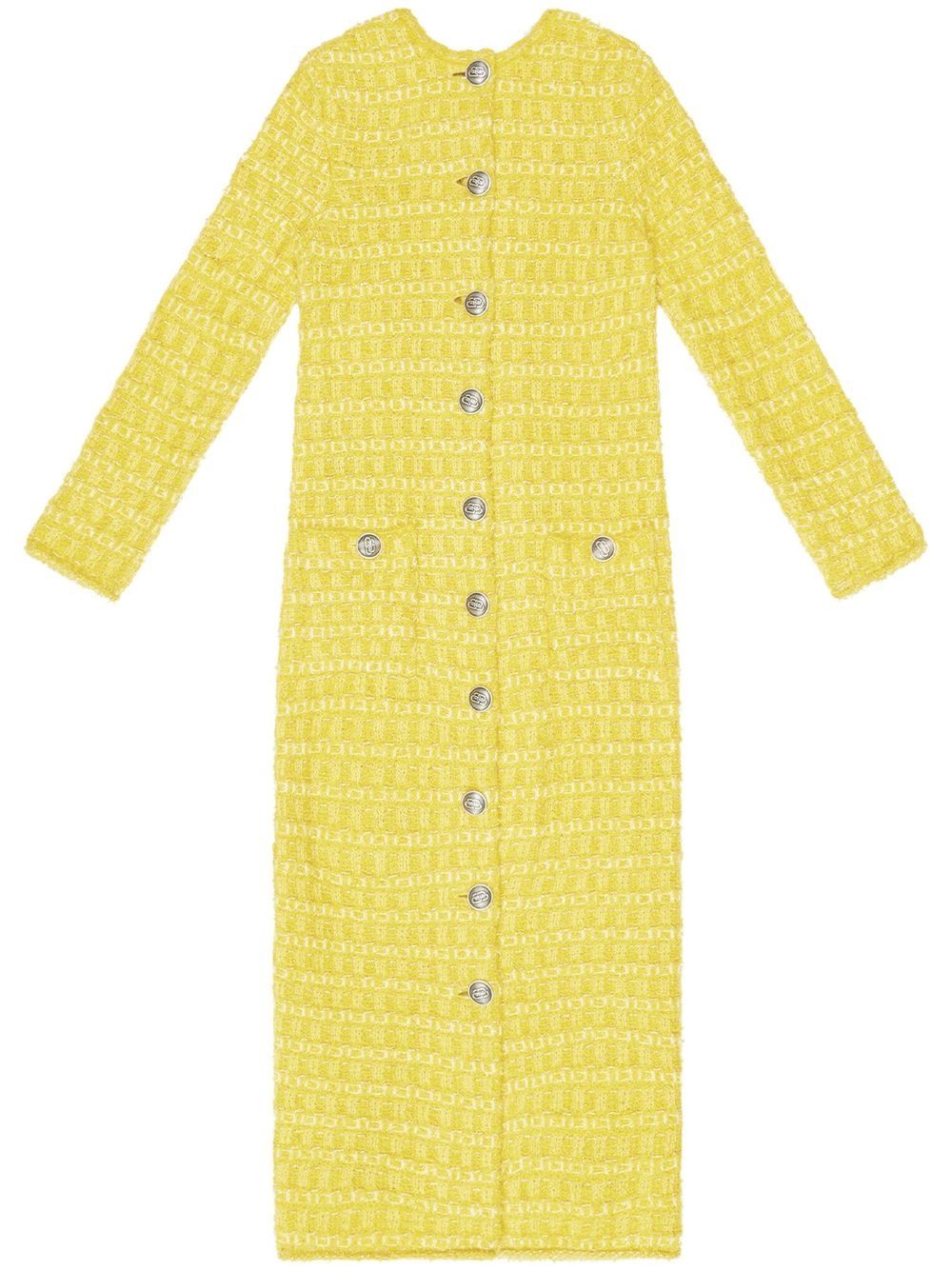 Woven midi pencil dress - Yellow