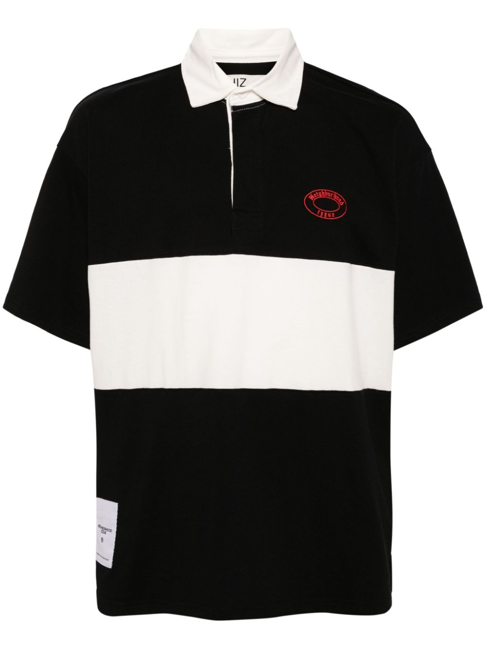 X Neighborhood striped cotton polo shirt - Black