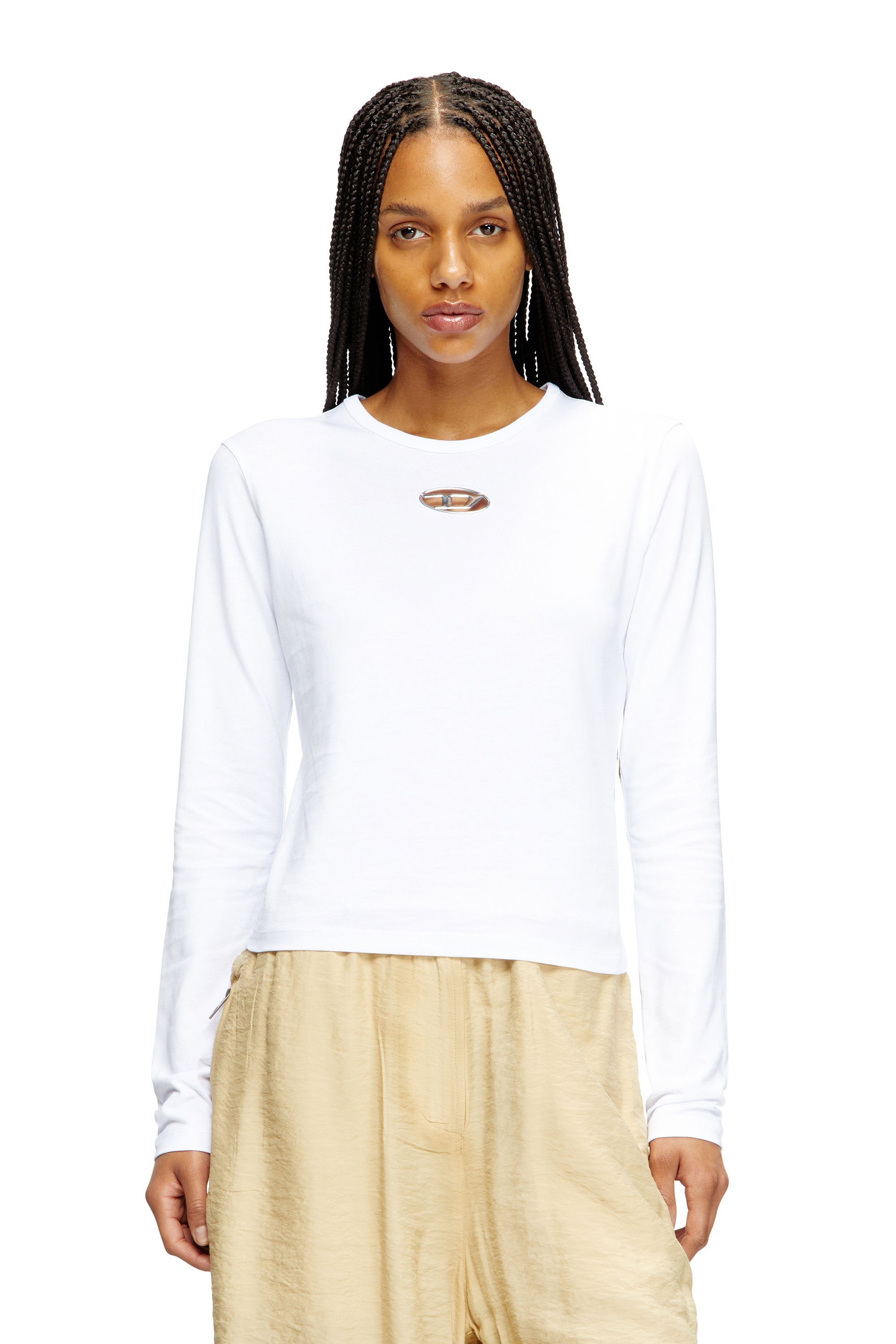 Diesel - Long-sleeve top with Oval D cut-out - T-Shirts - Woman - ToBeDefined