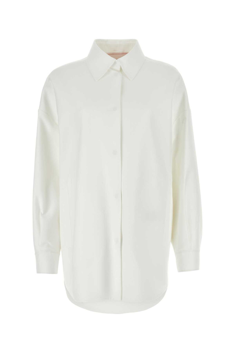 White Cotton Blend Oversize Shirt