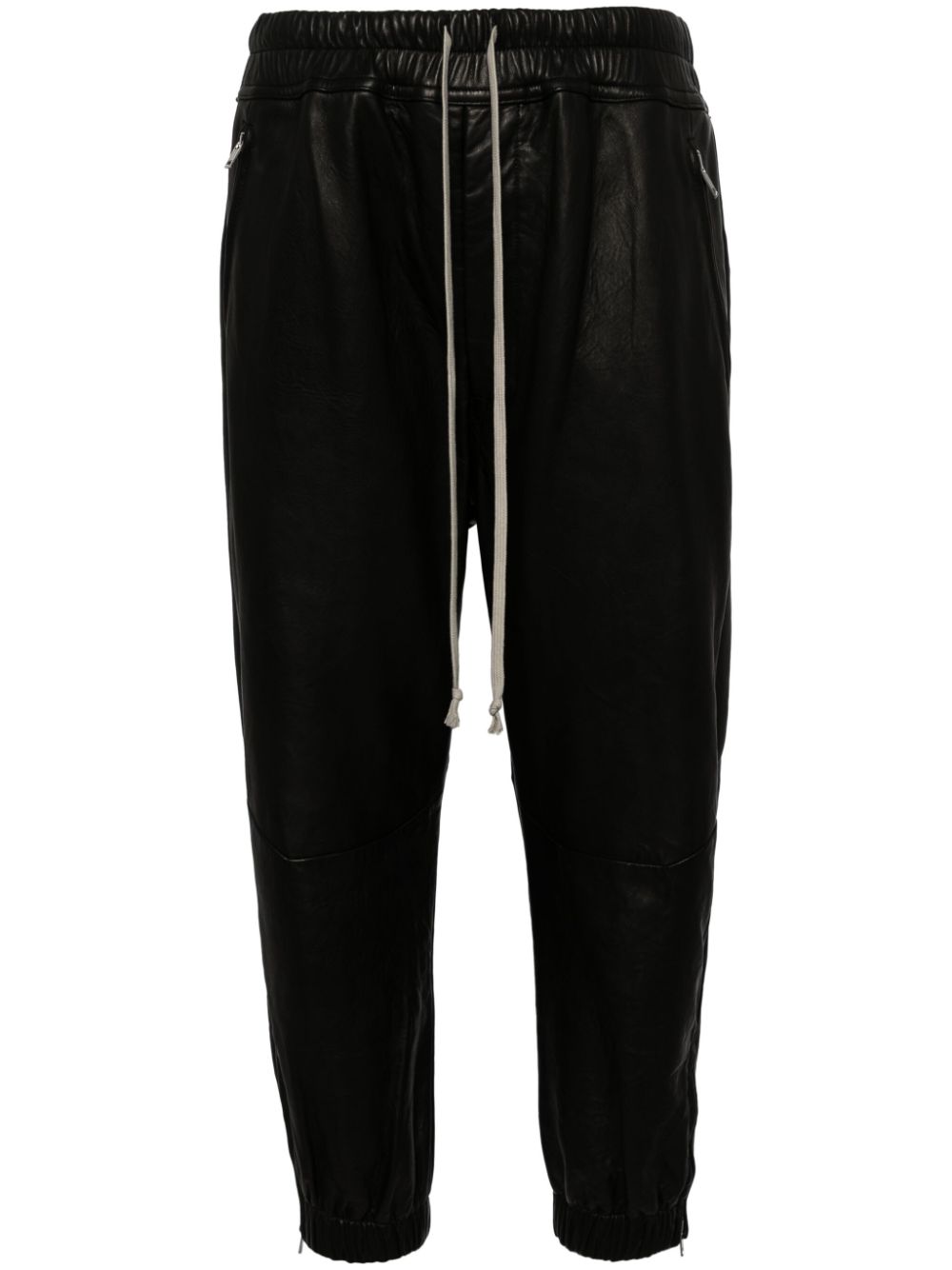 Cropped leather trousers - Black
