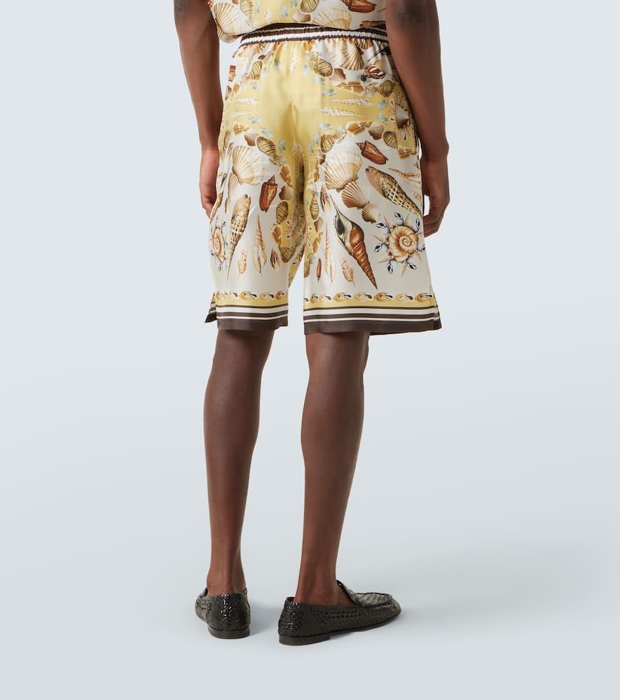Printed silk twill shorts