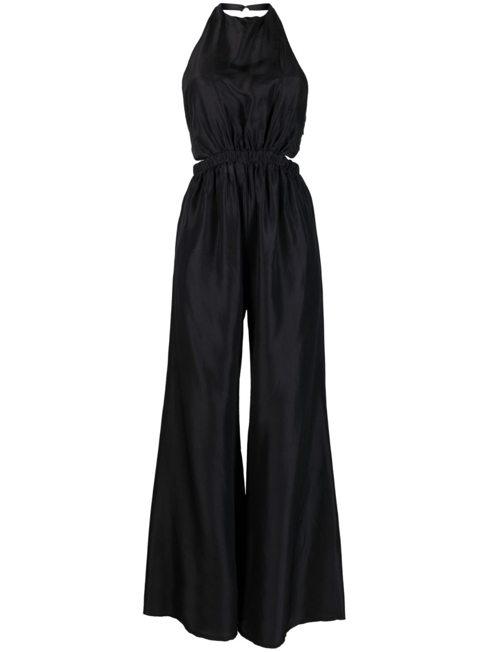 Silk halterneck jumpsuit - Black