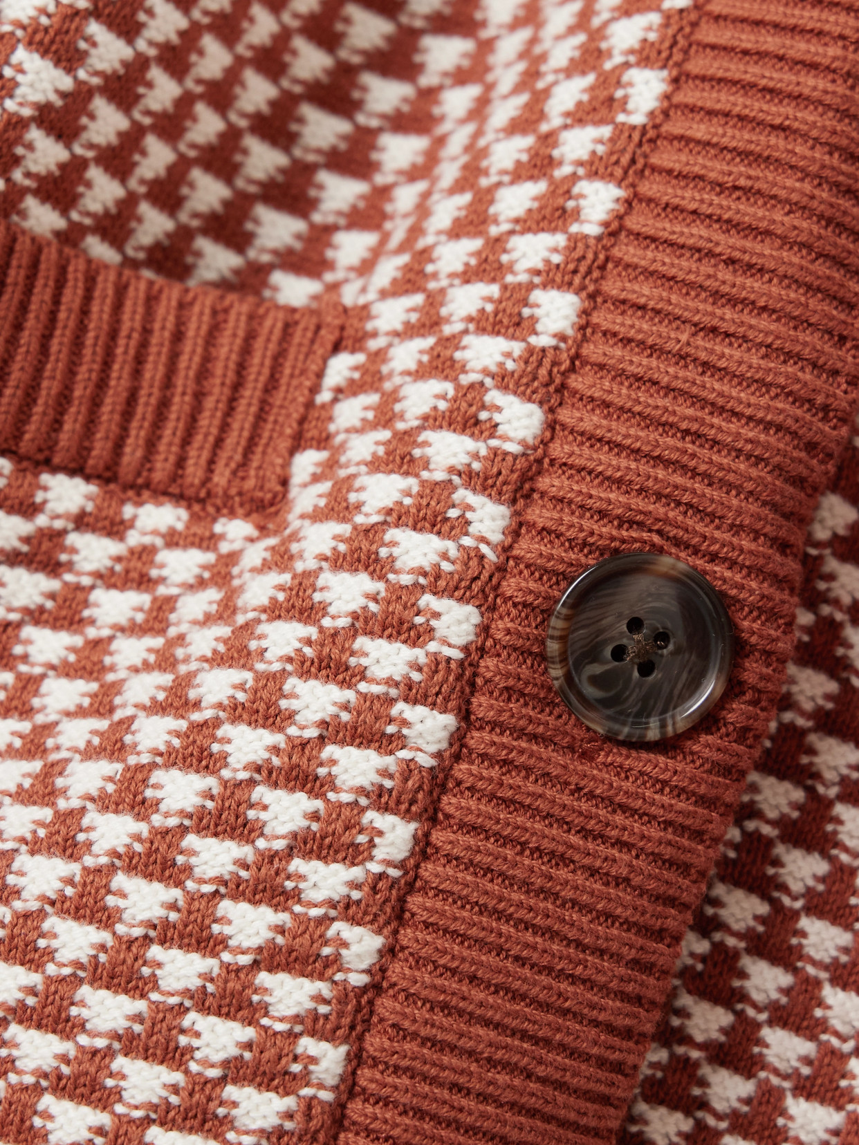 Elmwick Jacquard-knit Cotton Cardigan - Red