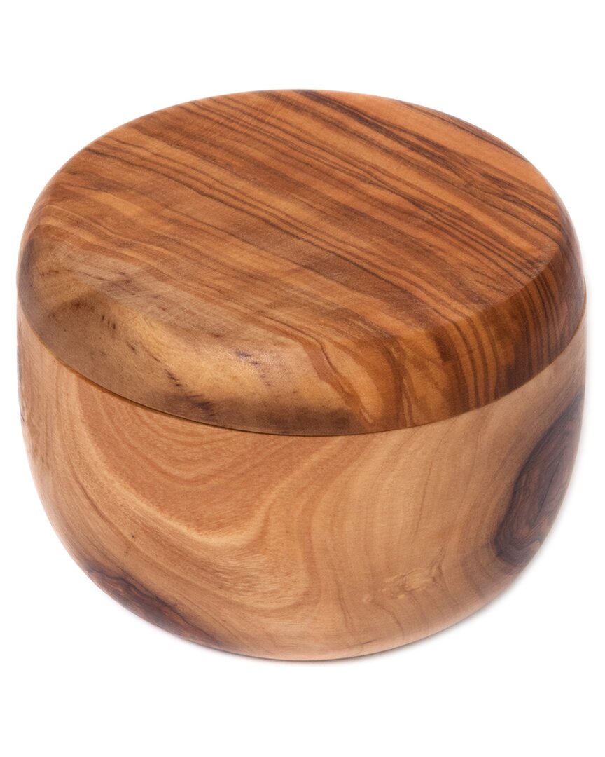 International Olive Wood Salt Box With Swivel Cover