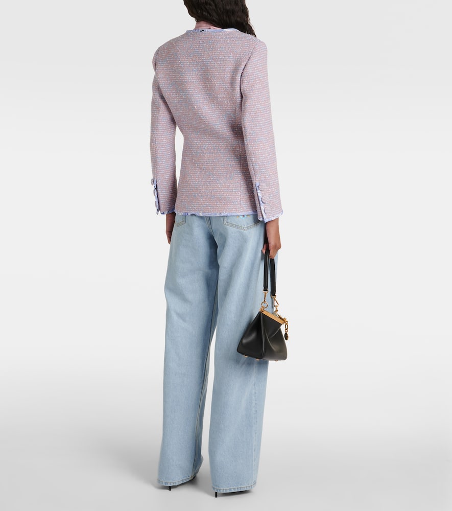 Checked wool-blend tweed jacket