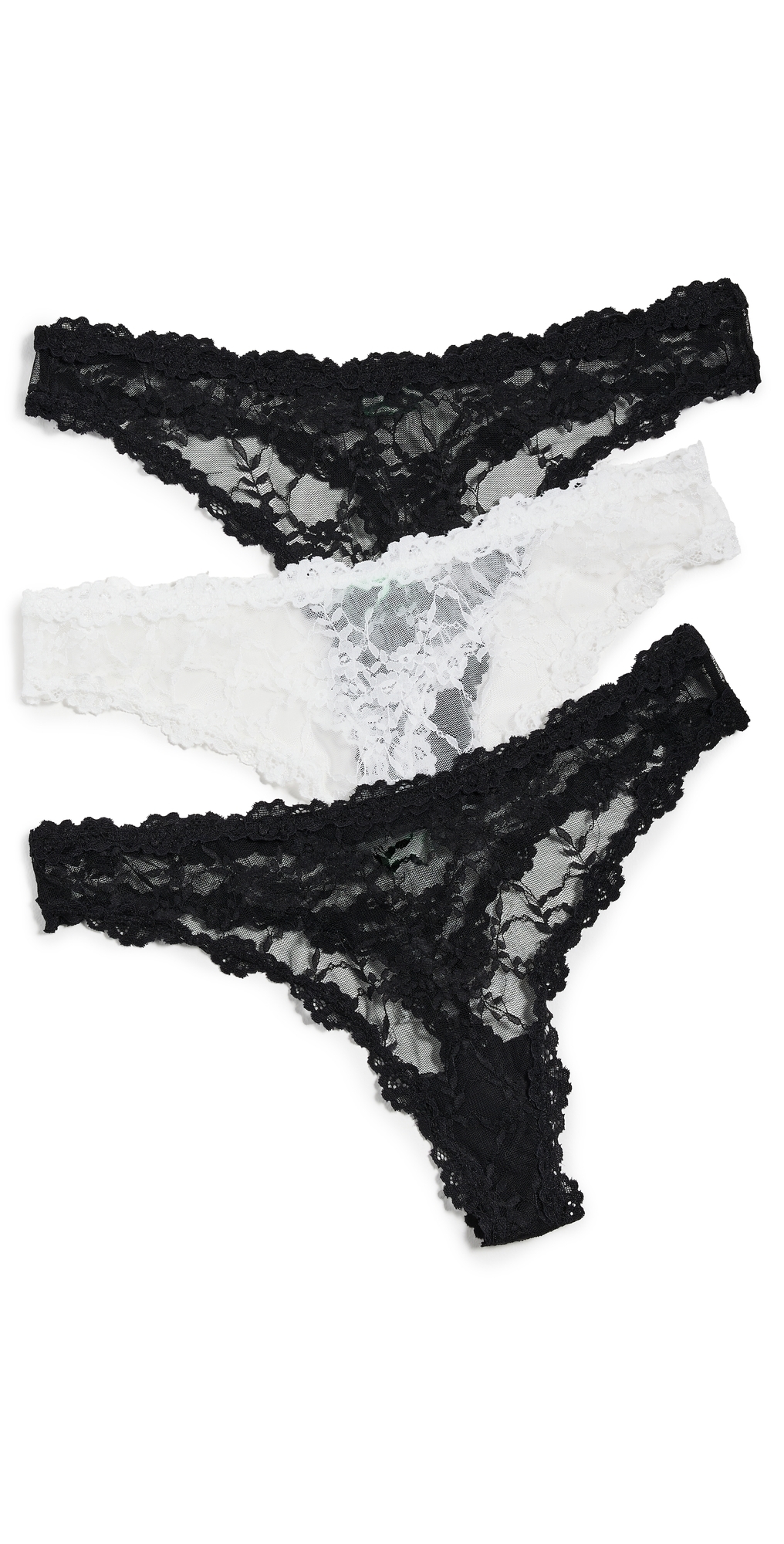 Maria Lace Thong 3 Pack Black/Ivory/Black