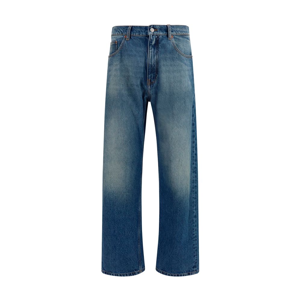 Cotton Straight-Leg Jeans — Blue
