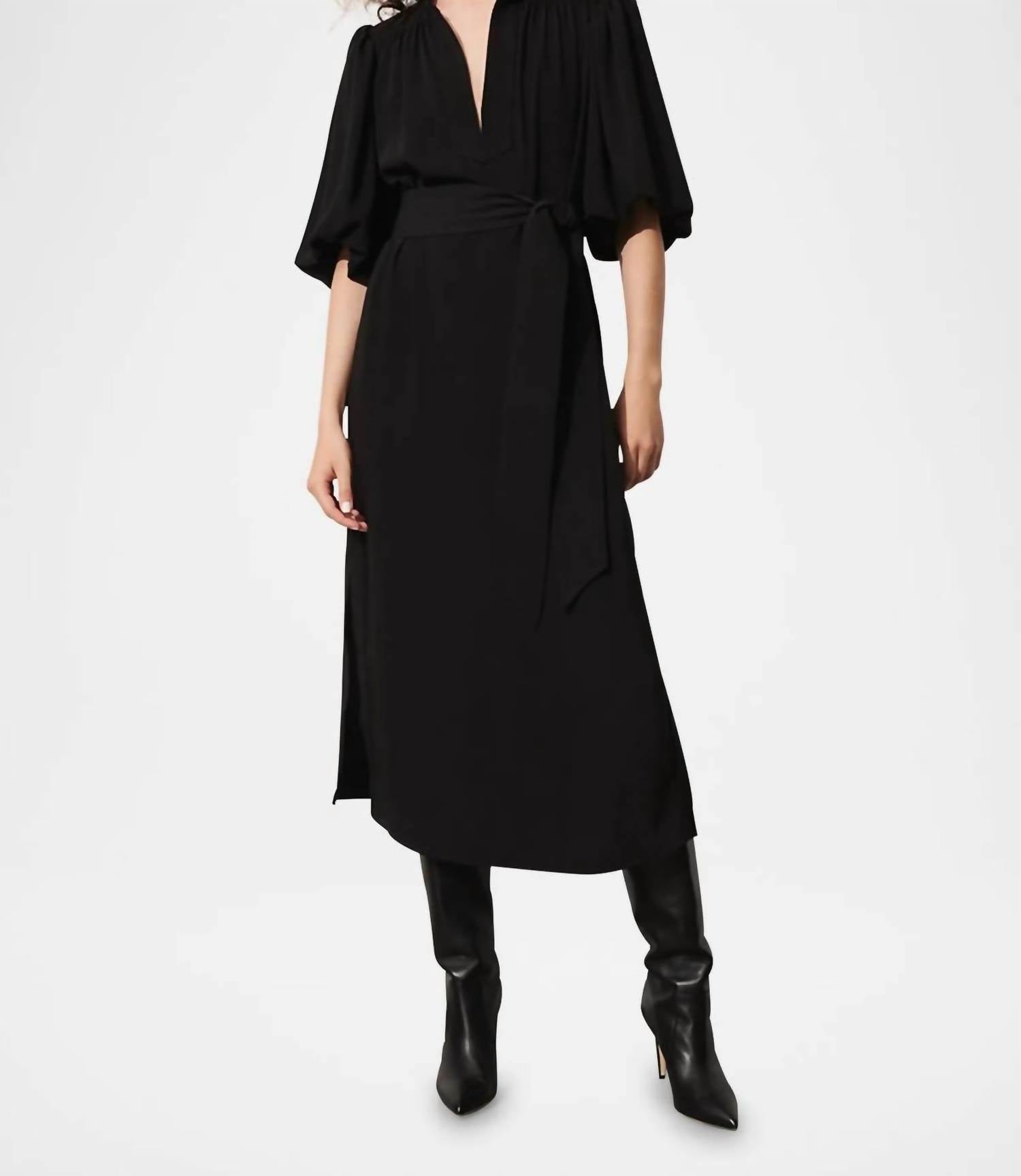 Dani Midi Dress In Onyx Black