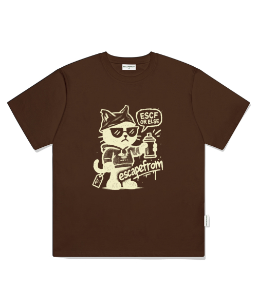 Spray Cat Print Oversized Short Sleeve T-Shirt