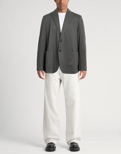 Man Blazer Dark green Size 44 Cotton, Elastane