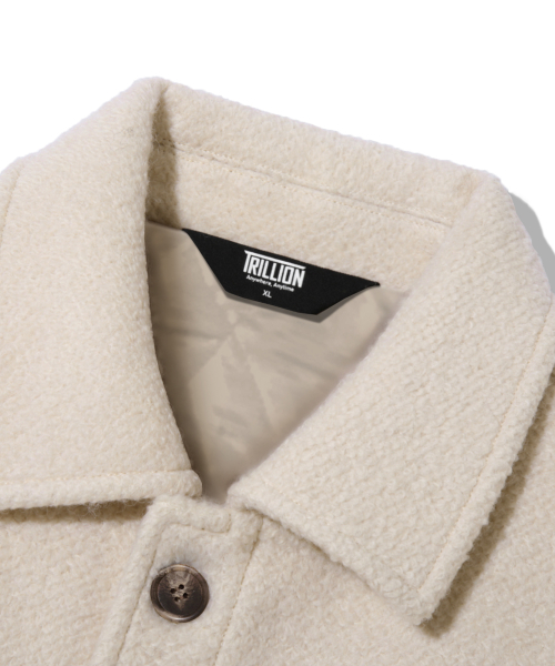 Wool Elbow Patch Two Pocket Button Jacket_Cream