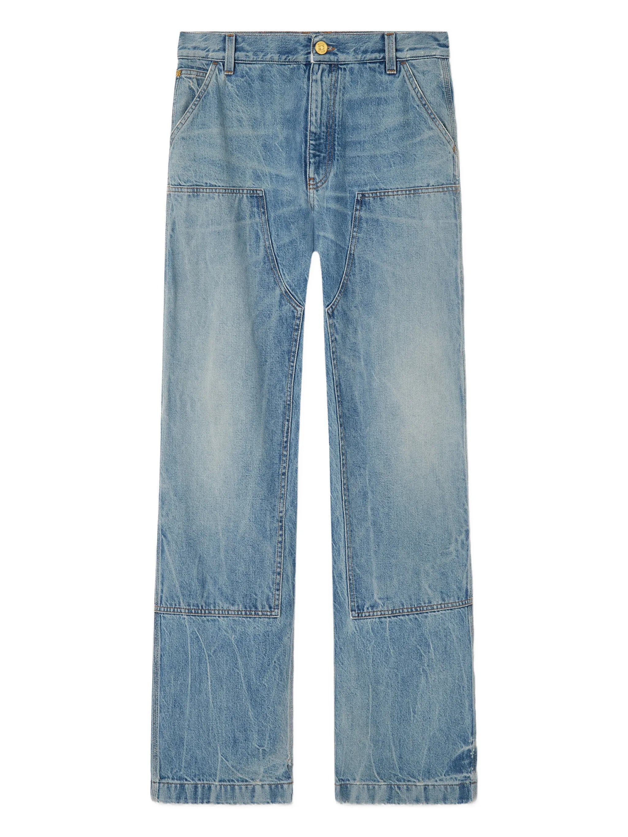Medusa Biggie Hardware Logo Leather Patch Jeans