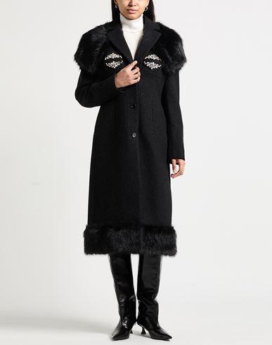 Woman Coat Charcoal Size 6 Virgin Wool, Polyamide, Polyester