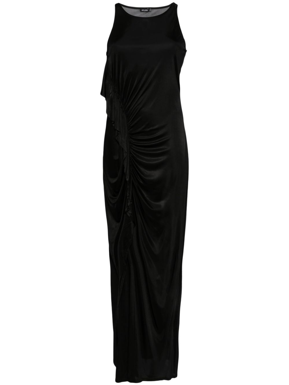 Single-sleeve ruched gown - Black