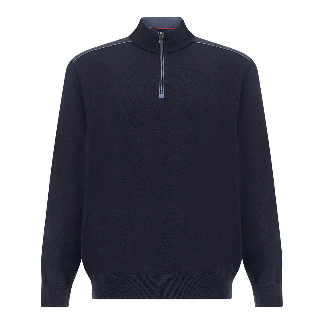 Wool Half-Zip Sweater with Typhoon® Platinum Details, Man, Blue