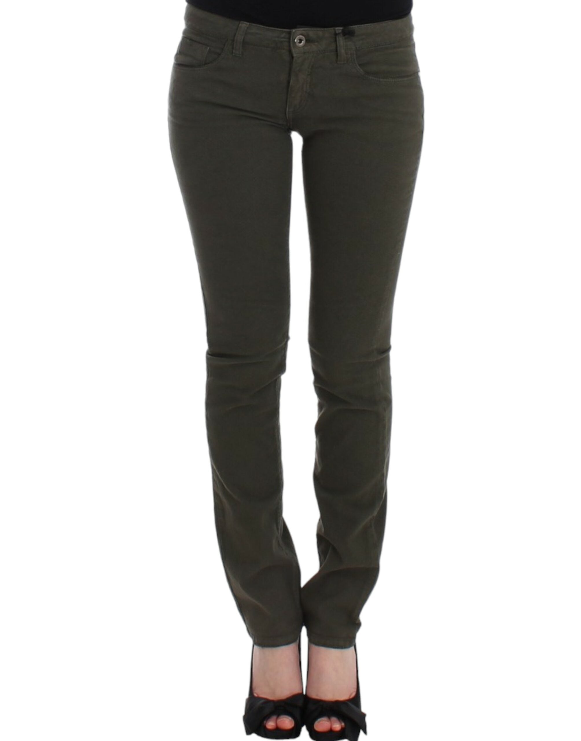 Slim Leg Cotton Jeans — Green
