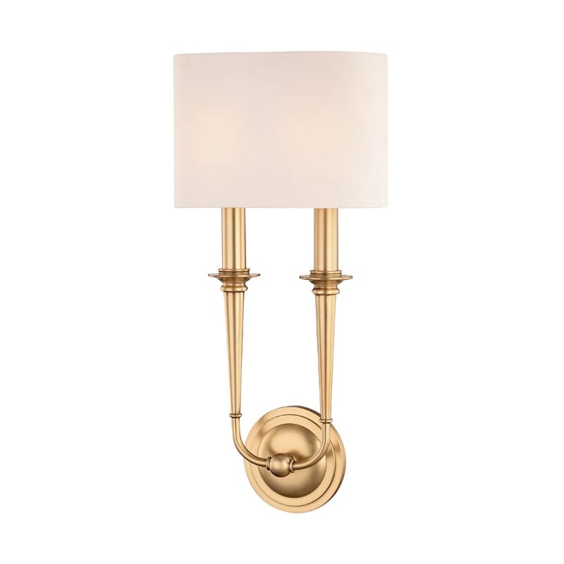 Lourdes 2-Light 19" Wall Sconce in Aged Bra