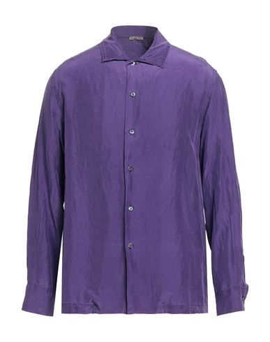 Man Shirt Purple Size 36 Silk