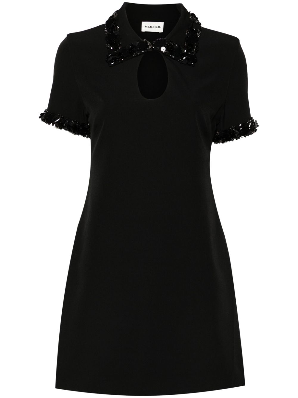 Embroidered mini dress - Black