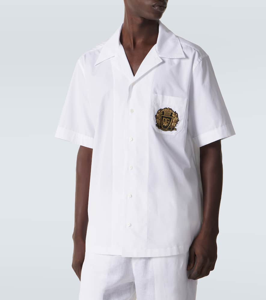 Logo cotton poplin bowling shirt