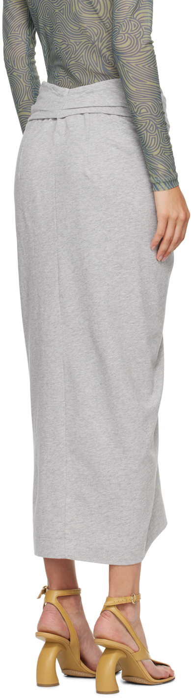 Dries Van Noten Gray Knotted Midi Skirt
