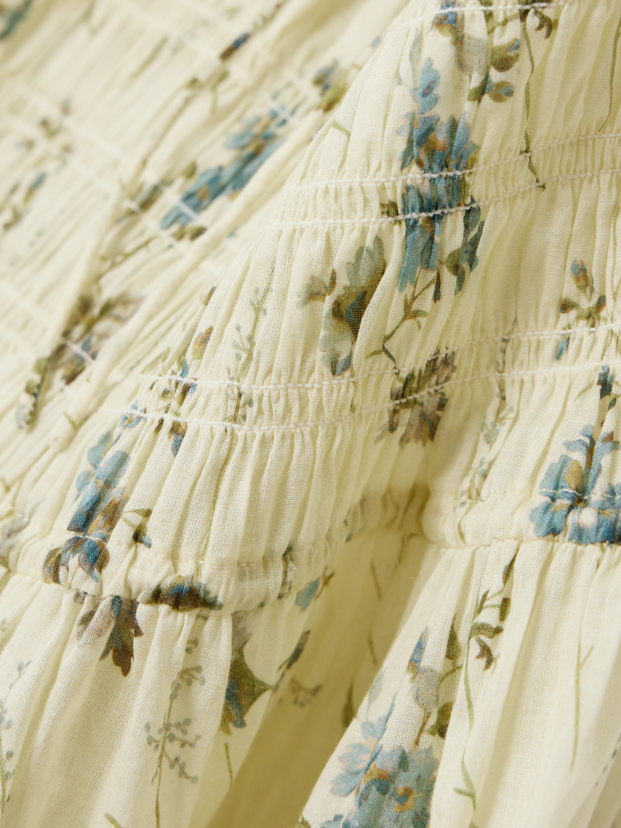 Ashlynn Tie-detailed Shirred Floral-print Organic Cotton-voile Midi Dress - Yellow