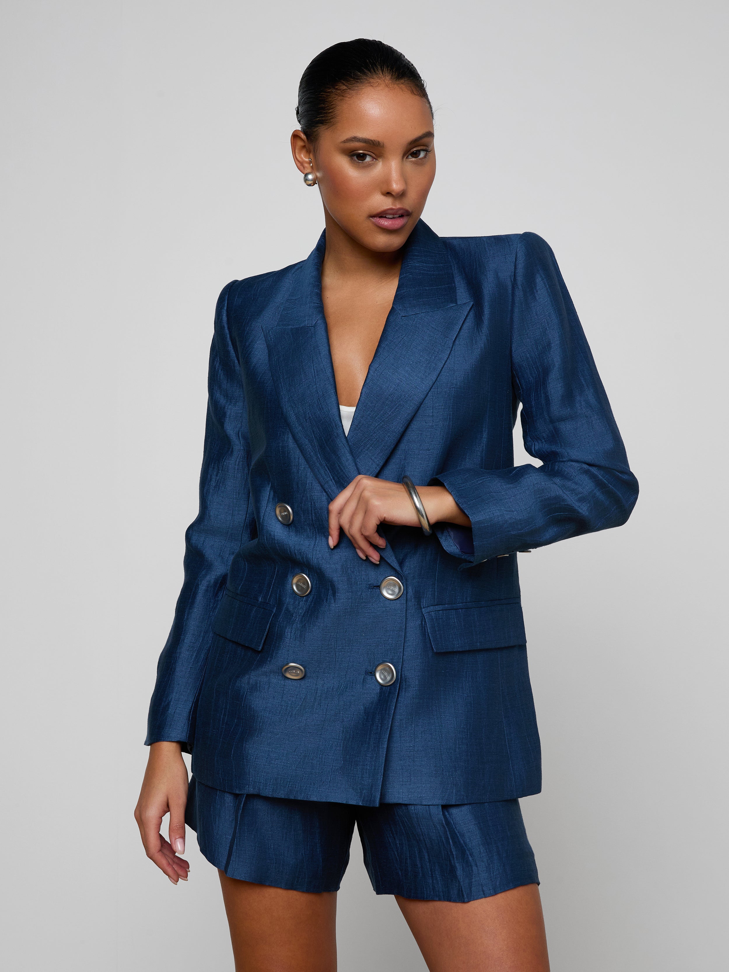 Cambrie Oversized Blazer In Deep Sea Blend