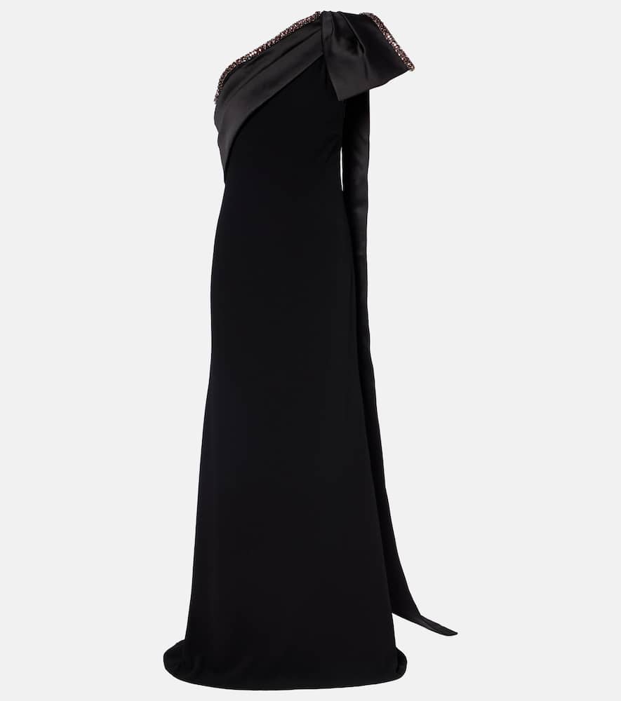 Crystal-embellished crêpe satin gown