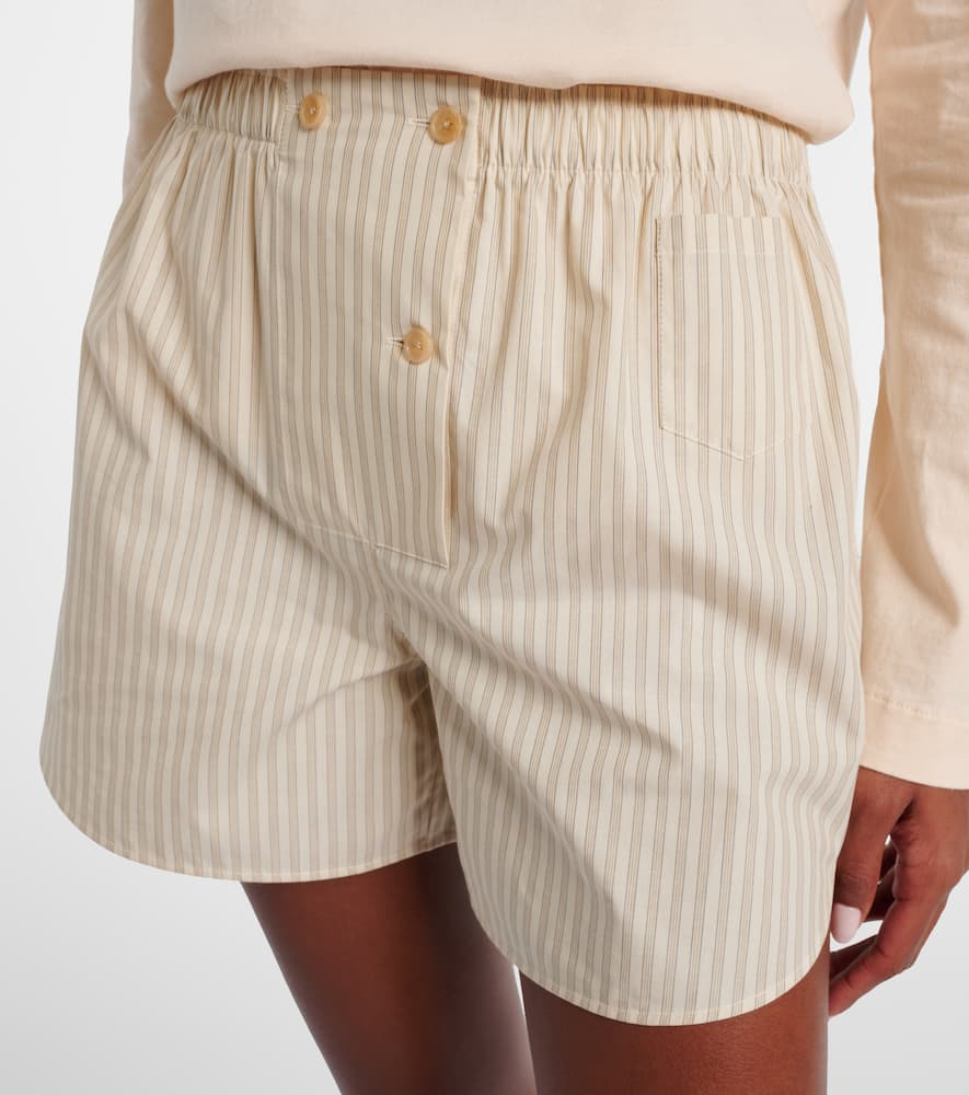 The Row Nicasia striped cotton poplin shorts