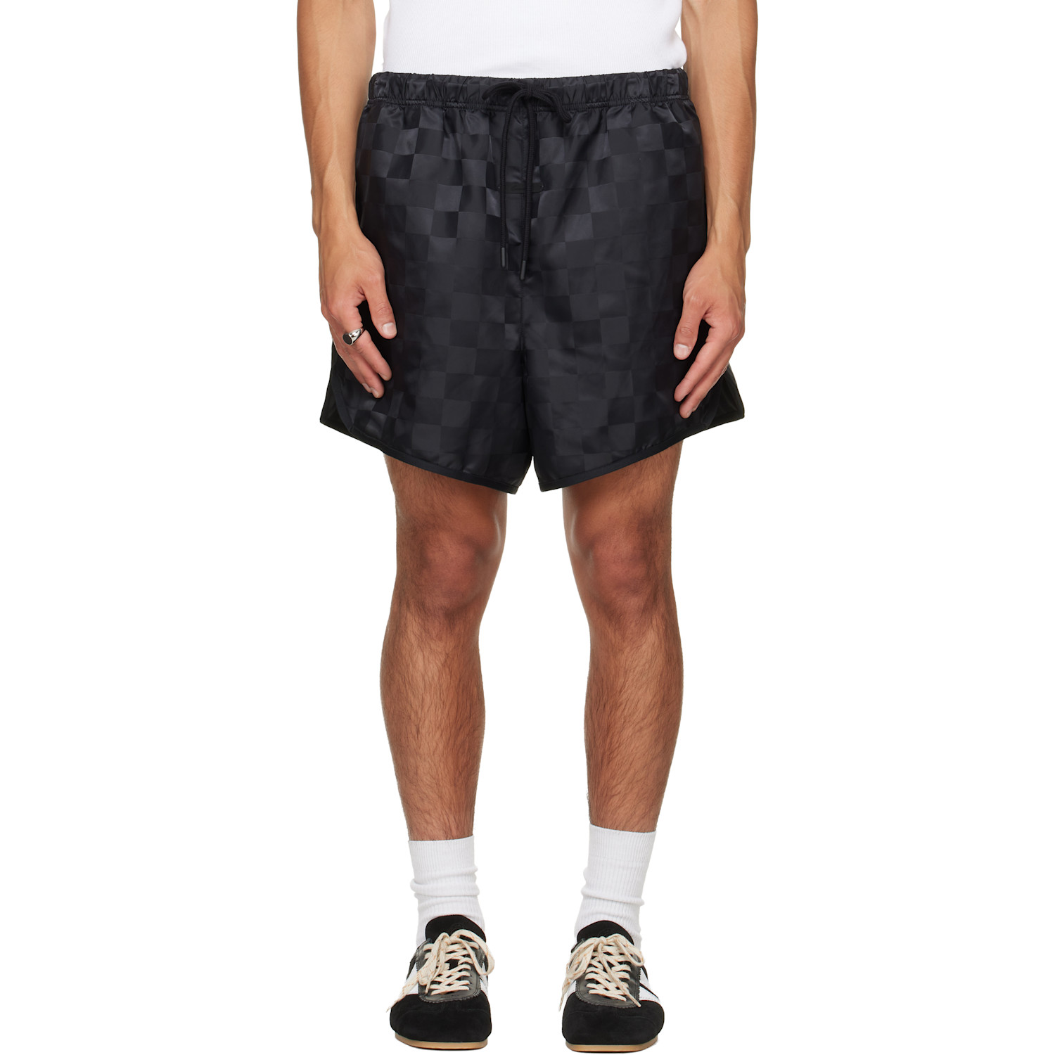 Black Checkered Gym Shorts