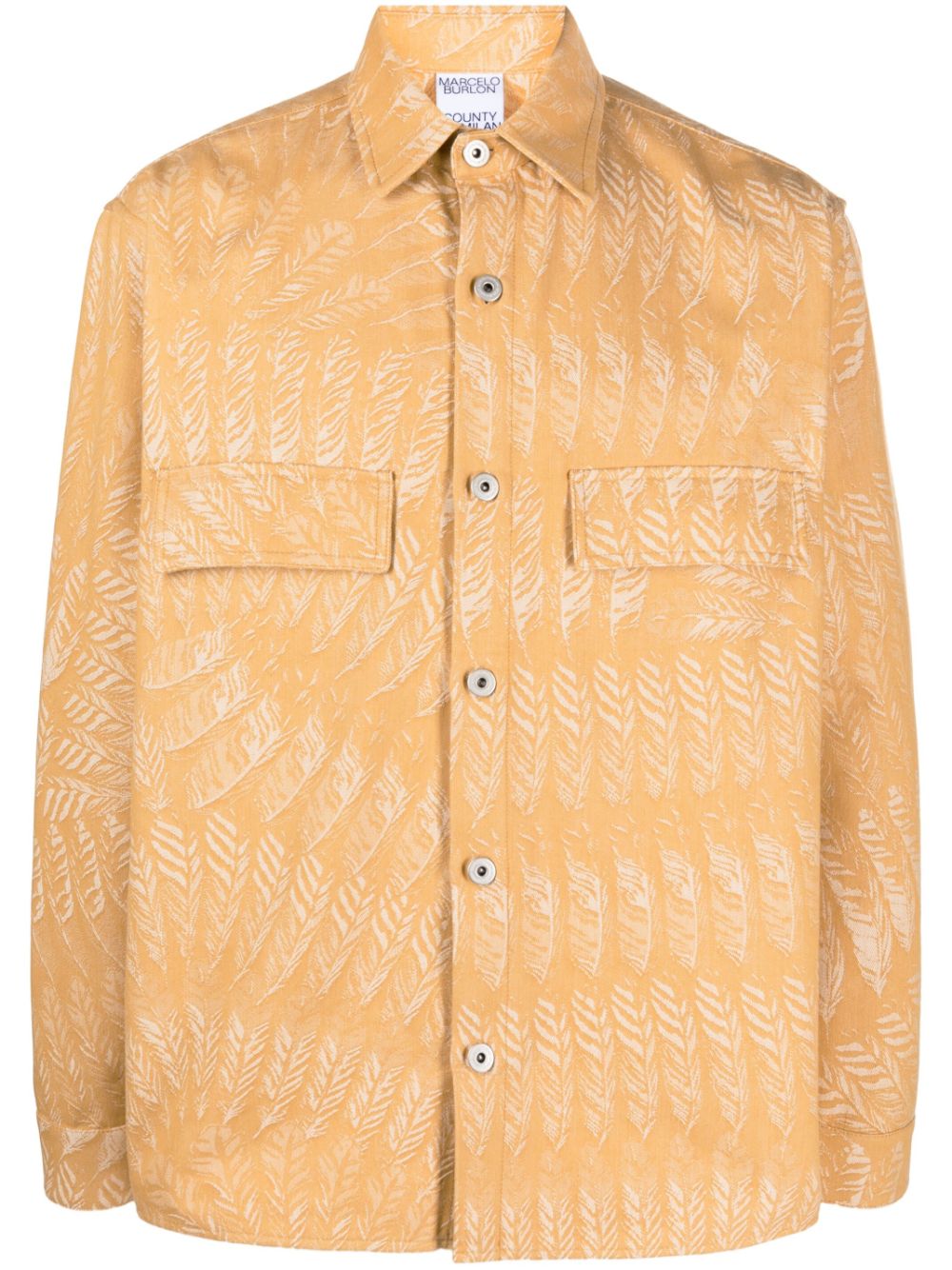 Feather-print long-sleeve shirt - Neutrals