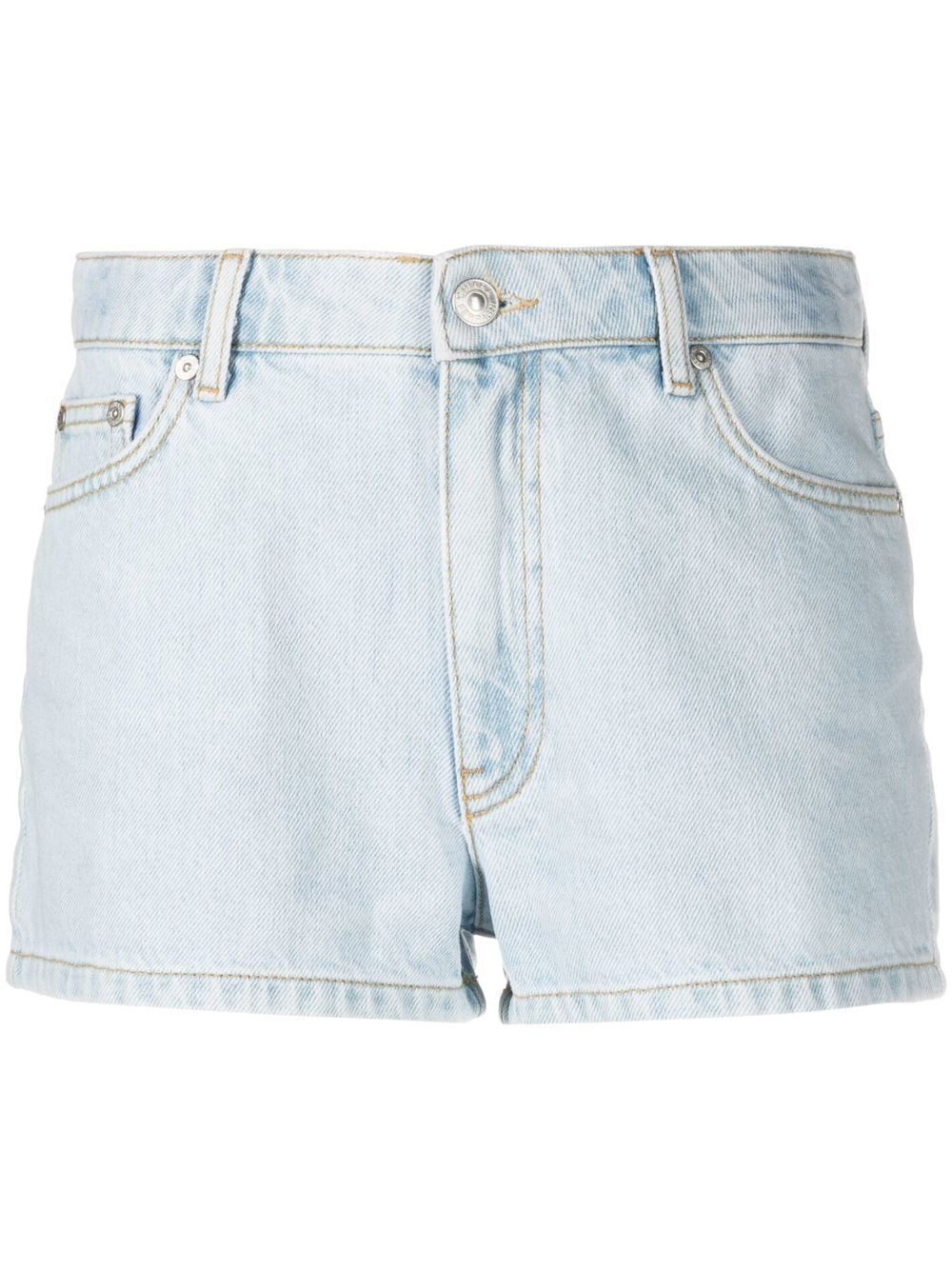 Embroidered-logo denim shorts - Blue
