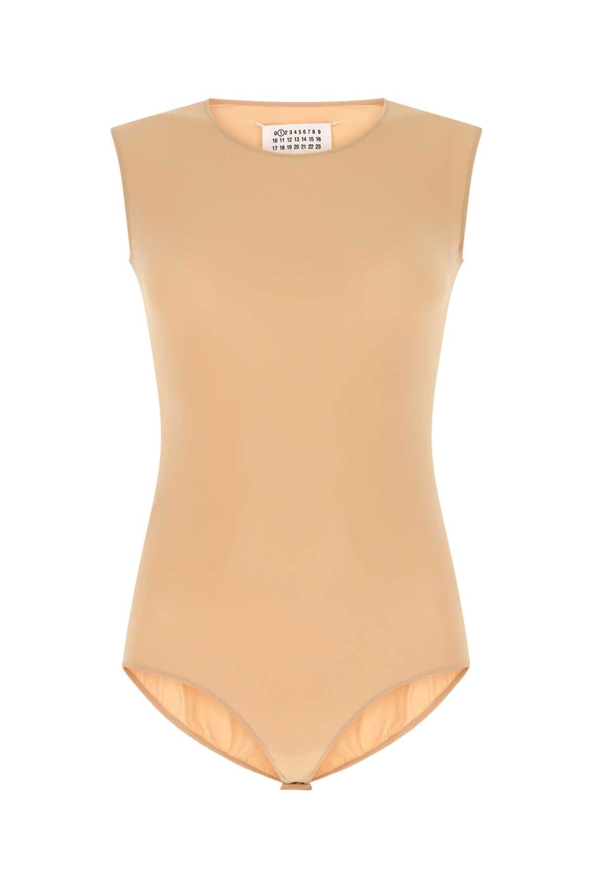 Stretch Nylon Bodysuit — Beige