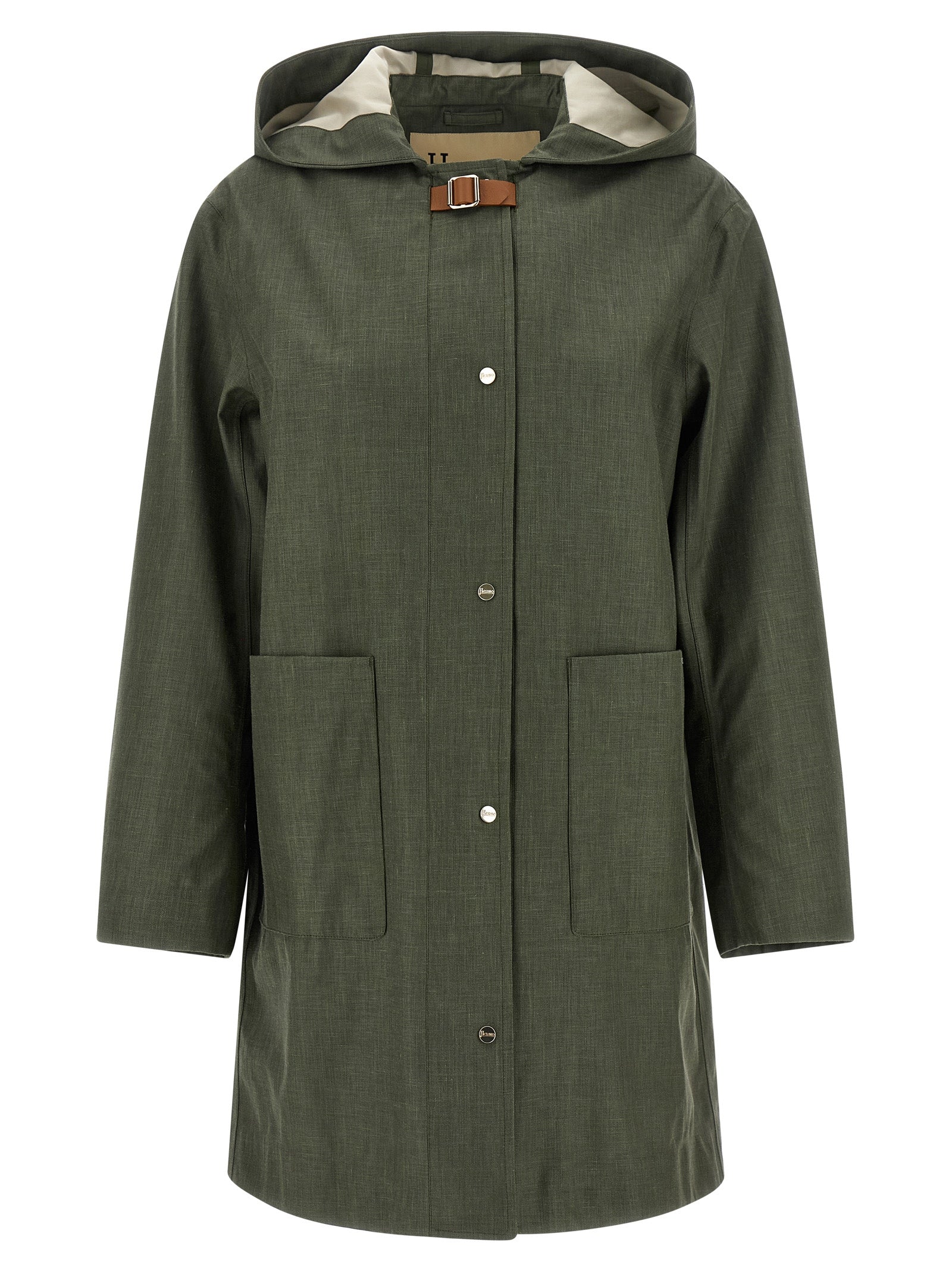 Linen-Wool Blend Coat — Green